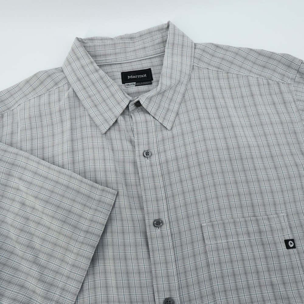 Marmot XXL Plaid Short Sleeve Button Up Shirt Men's Outdoor Casual - Flaws